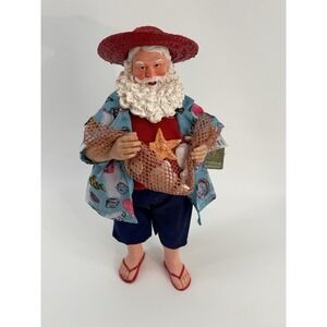 Santa's Workshop Beach Party Coastal Santa Hawaiian Shirt Flip Flops 10"